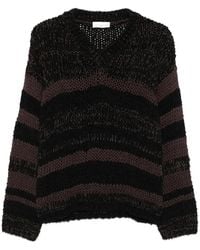 Roberto Collina - Chunky-Knit V-Neck Striped Sweater - Lyst