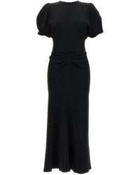 Victoria Beckham - Victoria Beckham Gathered Waist Midi Dress - Lyst