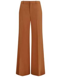 Chloé - High-Waisted Flared Cotton Pants - Lyst