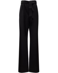Max Mara - Pure Virgin Wool Wide-Leg Trousers With Tie Belt - Lyst