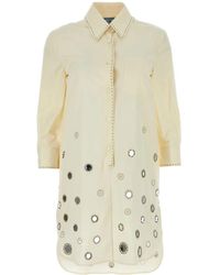 Prada - Sand Cotton Shirt Dress - Lyst