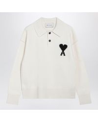 Ami Paris - Ami De Coeur Wool Polo Sweater - Lyst