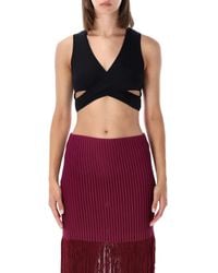 Alaïa - Alaia Ribbed Wrap Top - Lyst