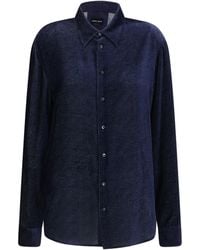 Giorgio Armani - Silk Blend Devoré Velvet Twill Shirt - Lyst