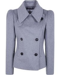 7 For All Mankind - Double Breasted High Shoulder Jacket - Lyst