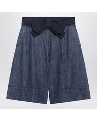 Valentino - Denim Bermuda Shorts With Oversized Bow - Lyst