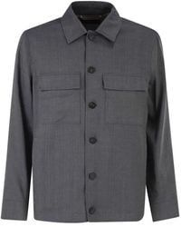 Peserico - Lightweight Linen And Wool Blend Jacket With Patch Pockets - Lyst