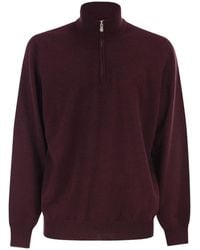 Brunello Cucinelli - Cashmere Turtleneck Sweater With Zipper - Lyst