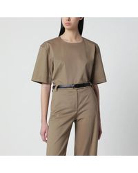 THE LATEST - Thelatest Short-Sleeve Cognac Cotton Top - Lyst