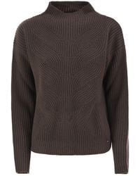 Herno - Pure Wool Jumper With Textured Knit And High Neck - Lyst