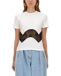 Nina Ricci - Jersey T-Shirt With Lace Insert - Lyst