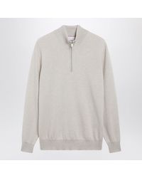 Brunello Cucinelli - Sand Cashmere Halfzip Turtleneck Sweater - Lyst