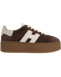 Hogan - Suede Sneakers With Platform Sole And Textured Back - Lyst