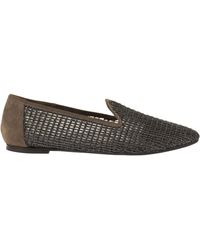 Brunello Cucinelli - Suede Flats With Precious Net Embroidery - Lyst