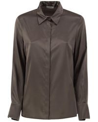 Peserico - Stretch Silk Shirt With Concealed Button Fastening - Lyst