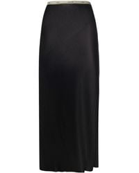 Celine - Asymmetric Satin-Finish Midi Skirt - Lyst