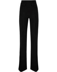 Elisabetta Franchi - Double Stretch Crepe Trousers With Embroidered Logo - Lyst