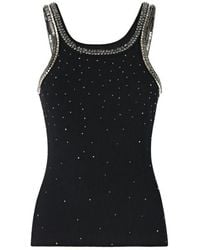 Pinko - Rhinestone Trim Sleeveless Top - Lyst