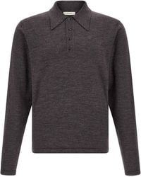 Lemaire - Mouliné Wool Polo Shirt - Lyst