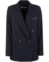 Peserico - Viscose Blend Double-Breasted Blazer - Lyst