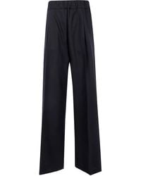 Semicouture - Wool Pleat Wide-Leg Pants - Lyst