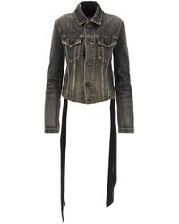Balenciaga - Denim Jacket With Satin Laces - Lyst