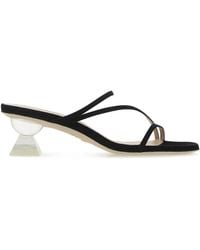 Stuart Weitzman - Suede Lucite Sculpt Mules - Lyst