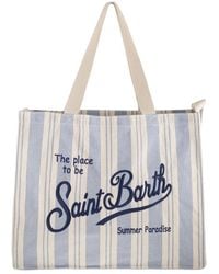 MC2 Saint Barth - Striped Canvas Tote Bag With Embroidered Logo - Lyst
