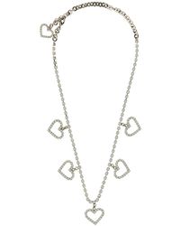 Alessandra Rich - Crystal Necklace With Heart Pendants Necklaces - Lyst