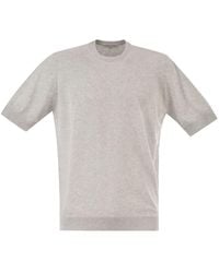 PT Torino - Cotton Knit T-Shirt With Ribbed Finishes - Lyst