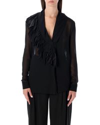 Alberta Ferretti - Alberta Ferretti Silk Georgette Blouse With Ruffles - Lyst
