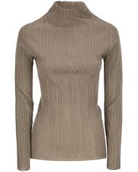 Fabiana Filippi - Ribbed Lurex Turtleneck Sweater - Lyst