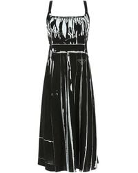 Prada - Printed Stretch Viscose Dress - Lyst