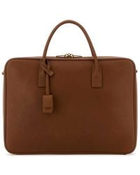 Saint Laurent - Caramel Leather Briefcase - Lyst