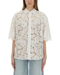 MICHAEL Michael Kors - Lace Shirt With Delicate Floral Pattern - Lyst