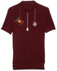 Prada - Short-Sleeved Wool Shirt With Charms - Lyst