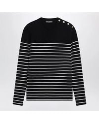 Dolce & Gabbana - Dolce & Gabbana/ Striped Wool Sweater With Buttons - Lyst