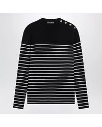 Dolce & Gabbana - Dolce & Gabbana/ Striped Wool Sweater With Buttons - Lyst