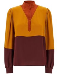 Saint Laurent - Color-Block Blouse - Lyst