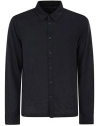 Majestic - Stretch Linen Shirt With Front Button Fastening - Lyst