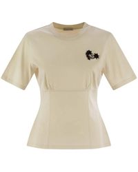 Moncler - Cotton T-Shirt With Handmade Beads - Lyst