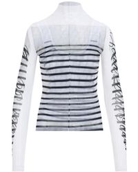 Jean Paul Gaultier - Spandex Mesh Printed Feathers Mariniere Top - Lyst