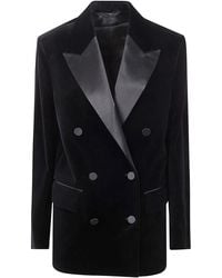 Golden Goose - "Journey W's" Boyfriend Db Jacket Laurene Cotton Velvet W Contrast Satin - Lyst