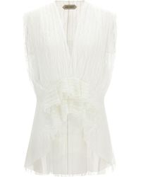 Alberta Ferretti - Asymmetrical Tulle Top - Lyst