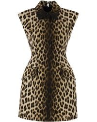 Max Mara - Spxlonza – Cotton Mini Dress With Animal Print - Lyst