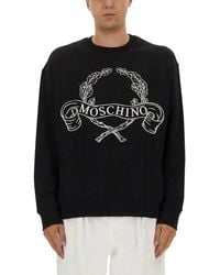 Moschino - Sweatshirt With Laurel Crown Logo Embroidery - Lyst