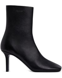 Courreges - Courregès Leather Ankle Boots With Square Toe - Lyst