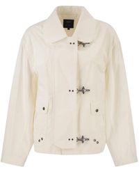 Fay - Cropped Technical Cotton Jacket With Signature Hook Fastening - Lyst