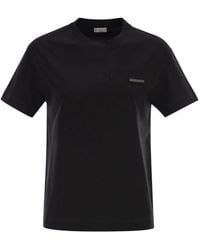 Brunello Cucinelli - Cotton Jersey T-Shirt With Shiny Tab - Lyst