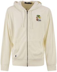 Polo Ralph Lauren - Cotton Blend Zip Hoodie With Tropical Embroidery - Lyst